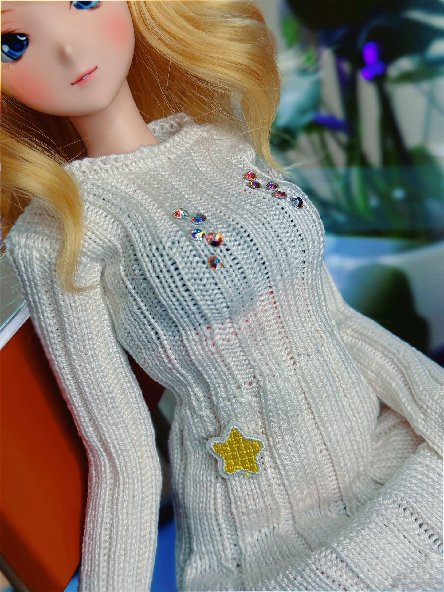 Lunar Knitted Dress in Off White for Smart Doll & Dollfie Dream