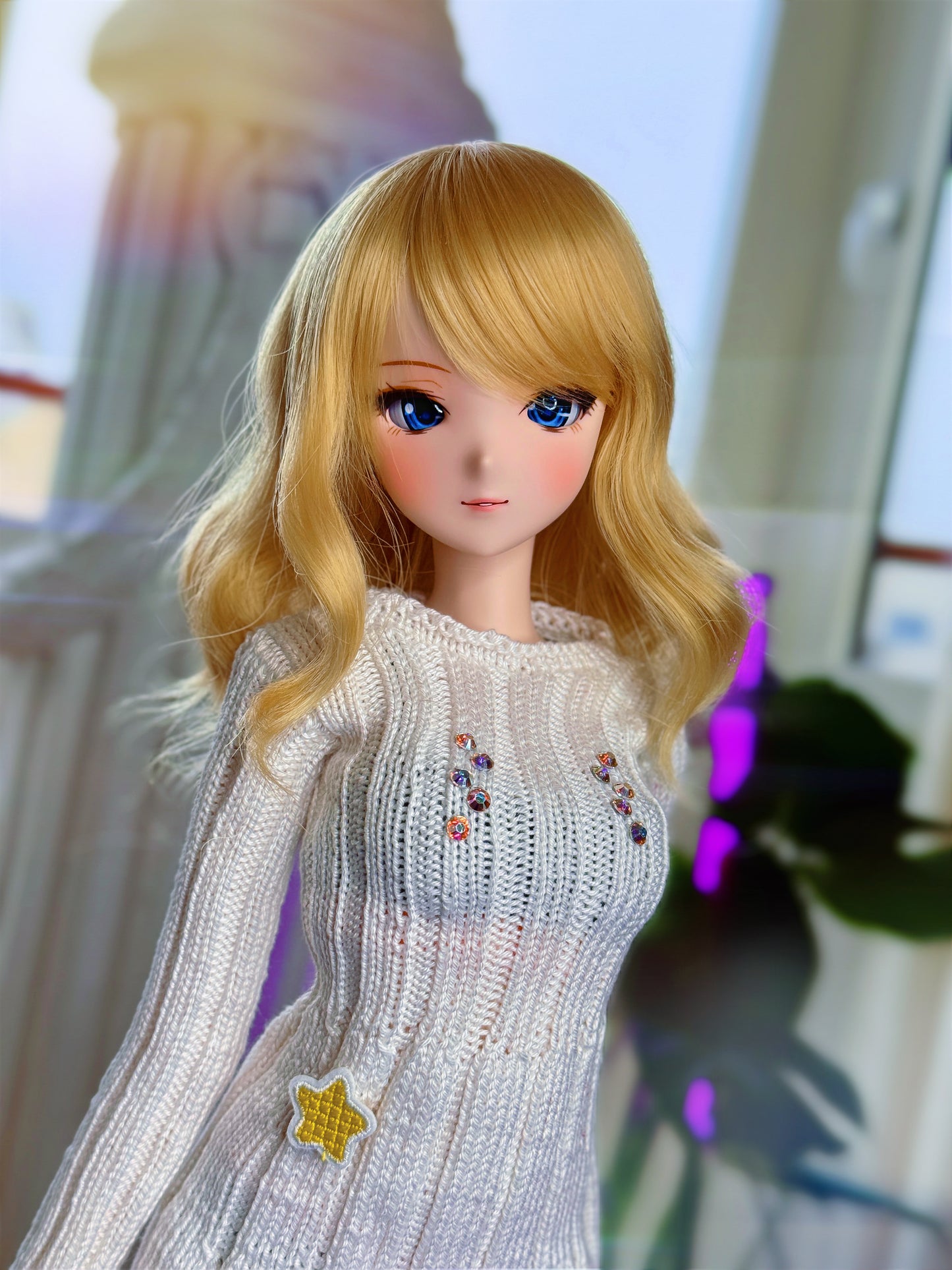 Lunar Knitted Dress in Off White for Smart Doll & Dollfie Dream