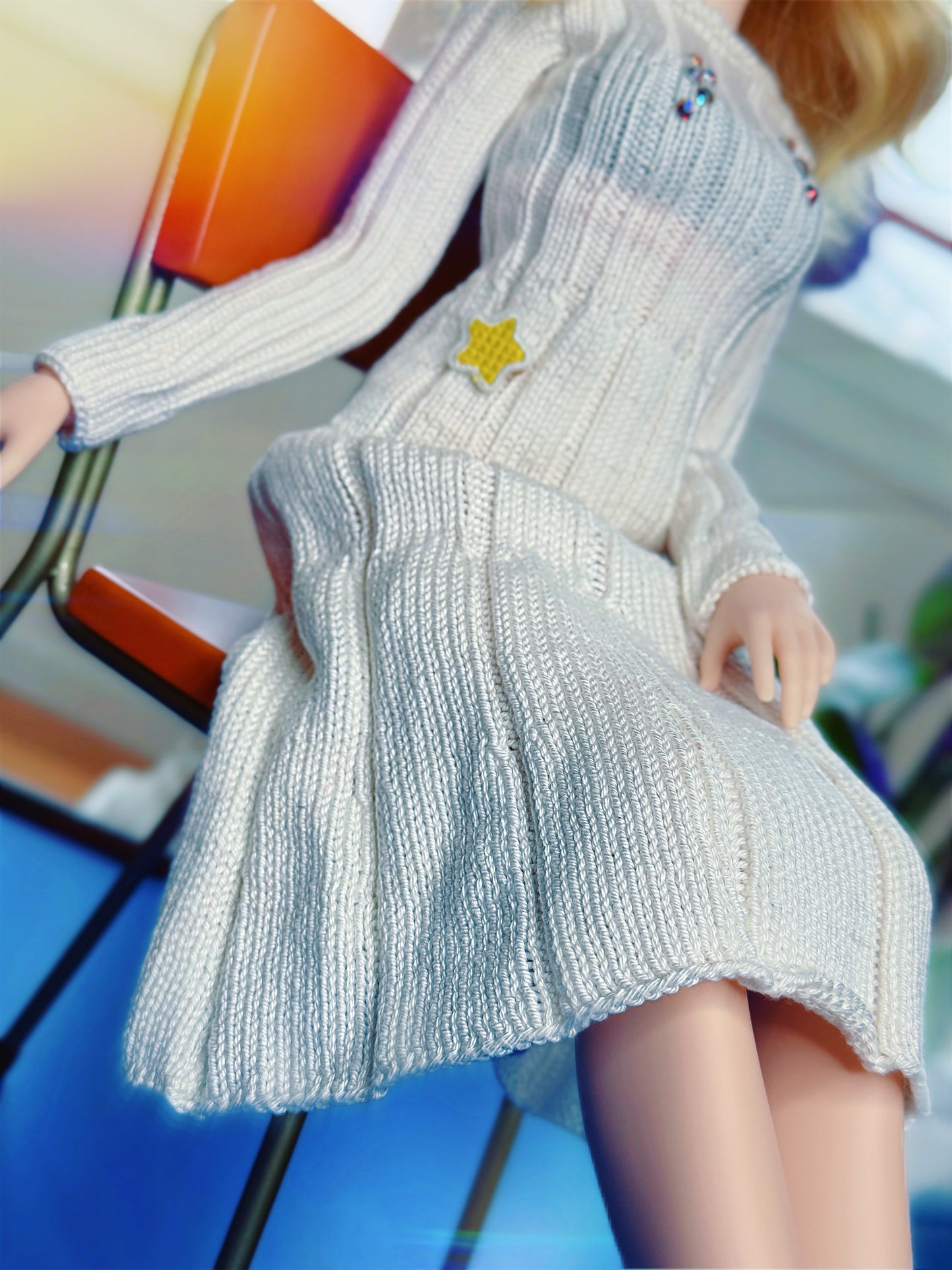Lunar Knitted Dress in Off White for Smart Doll & Dollfie Dream